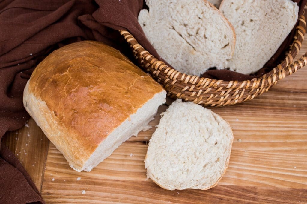 amish white bread loaf with egg wash