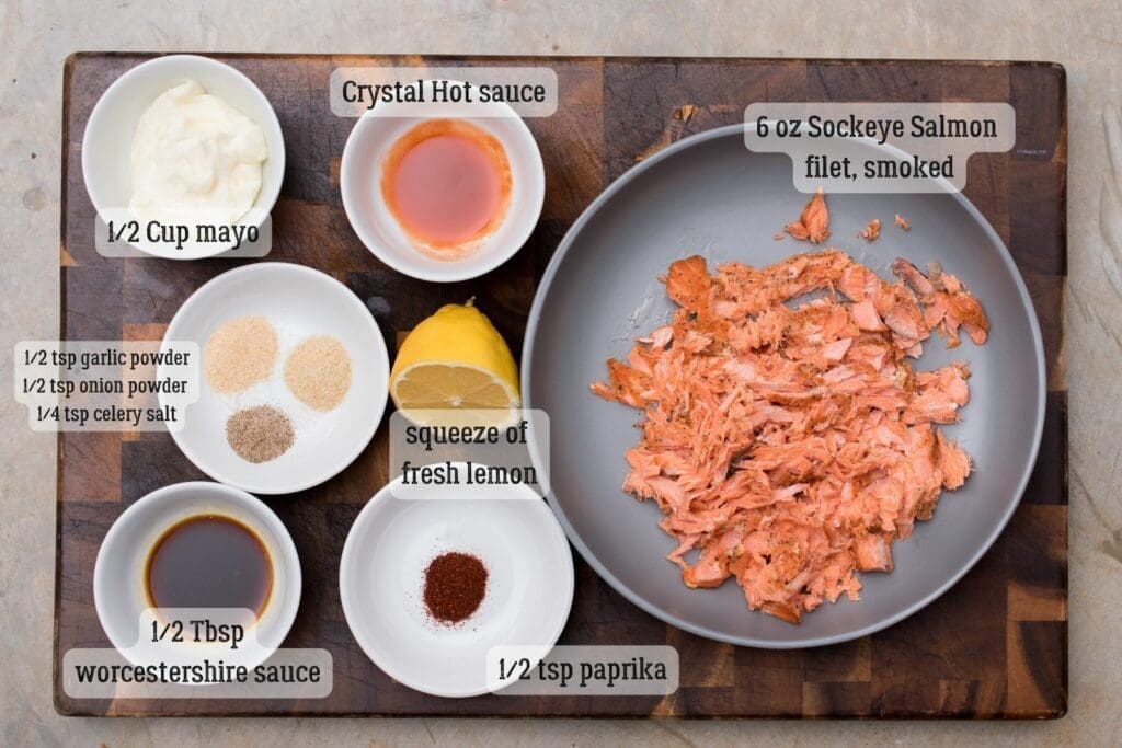 ingredients for simple smoked salmon spread