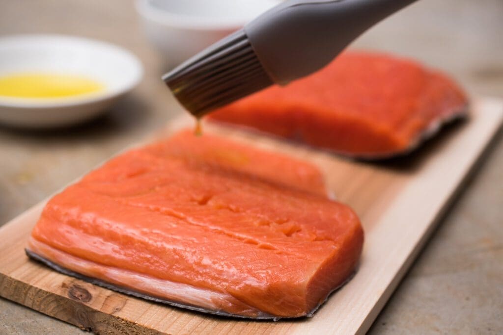 olive oil on salmon