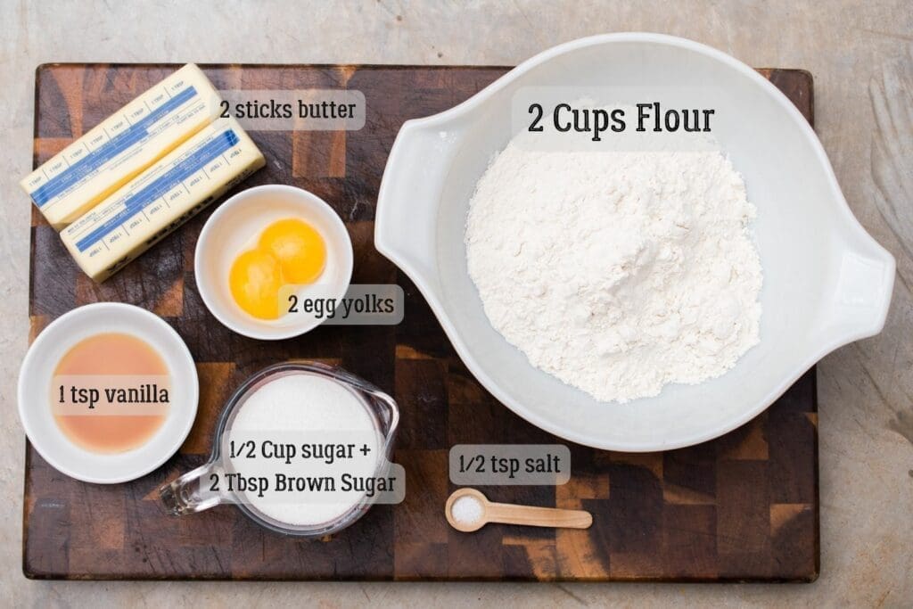 ingredients for butter shortbread cookies