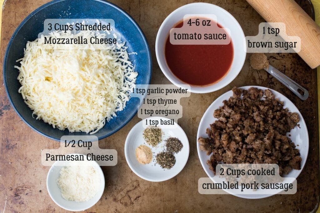 ingredients for homemade sausage pizza