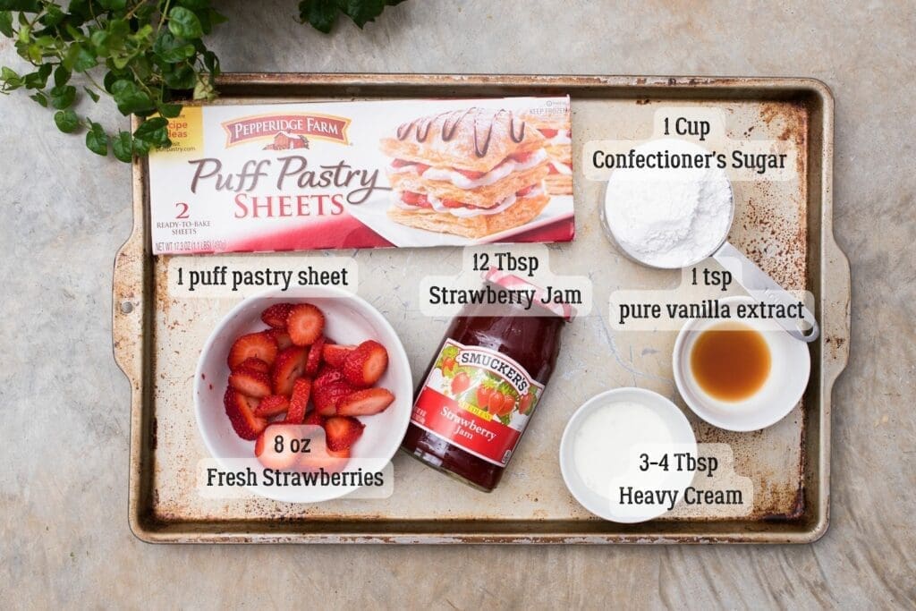 Ingredients for Puff Pastry Fresh Strawberry Tart