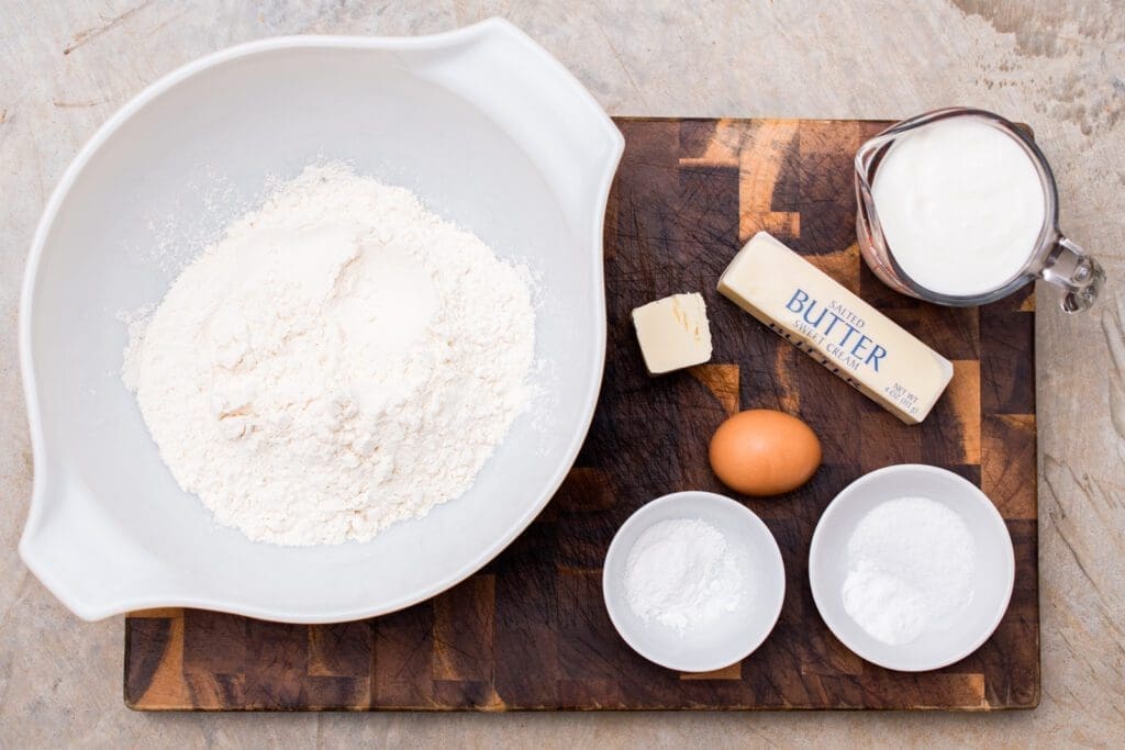 ingredients for Old Fashioned Rustic Buttermilk Biscuits