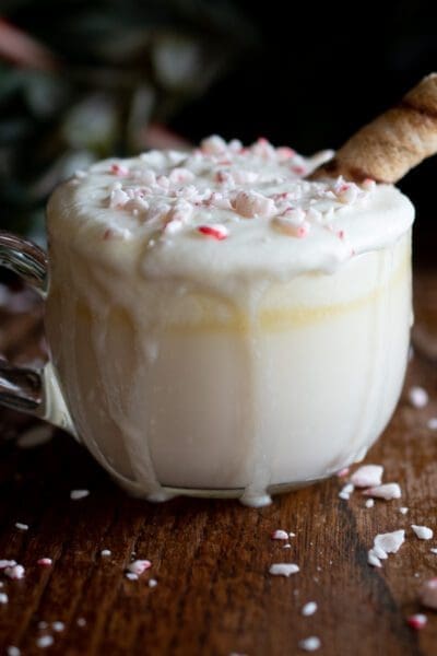white hot chocolate with peppermint bark